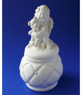 Скринька "Ангелятко з ведмежатком" для декору (гіпс)12,5х8х8см