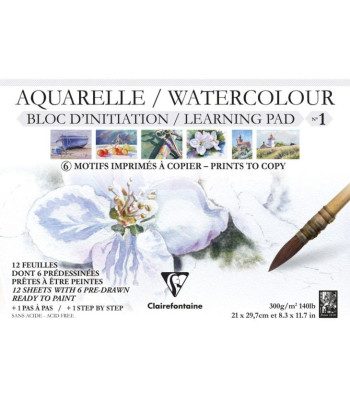 *Склейка д/акварелі 300г др.зерно 100%цел.Etival Clairefontaine 12арк.А4
