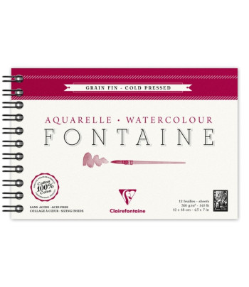 Альбом(спіраль) д/акв.300г др.зерно 100% бав..Wbndalbum ColdPress Fontaine Clairefontaine 12арк.12х18