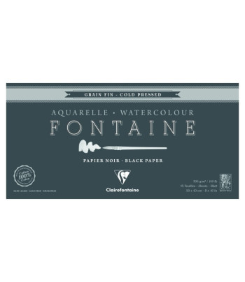 Склейка д/акв.300г др.зерно 100% бав.холодн.прес. Fontaine Clairefontaine 15арк.А3 ЧОРНИЙ