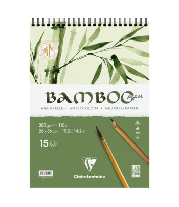 *Альбом(спіраль) д/акв.250г др.зерно бамбук 100% Bamboo Clairefontaine 15арк.26х36см