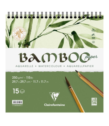 *Альбом(спіраль) д/акв.250г др.зерно бамбук 100% Bamboo Clairefontaine 15арк.29,7х29,7см