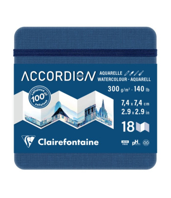 Альбом-гармошка д/акв.300г сер/др.зерно 100%цел..обкл.тверда.Goldline Clairefontaine 18стор. 7,4х7,4см