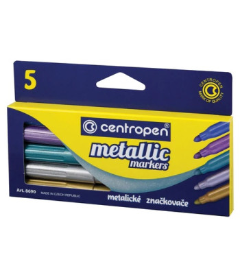 R Набір маркерів перманент.односторон.кругл.наконечн.2-3мм "Metallic Markers" Centropen 5кол МЕТАЛІК