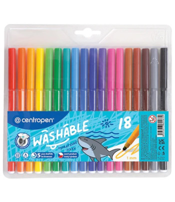 Набір фломастерів що змиваються "Washable" Centropen у блістері 18кол