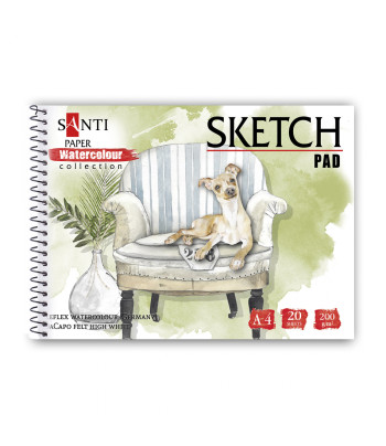 *Альбом(спіраль) д/акв.200гр акварельний 100% цел.обкл.м'яка "Animals" Paper Watercolour Collection Santi 20арк. А4