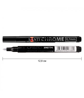 Маркер перм.на спирт.осн.кругл.наконечн Chrome Santi .0,7мм Дзеркльн.Ефект СРІБЛО