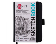 Альбом-книжк.склейка д/граф.110г обкл.тверд.чорна. з гум.заклад.Santi 100арк 10х15см А6 КРЕМОВИЙ