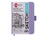 Альбом-книжк.склейка д/граф.110г обкл.тверд.фіолет. з гум.заклад.Santi 100арк 10х15см А6 КРЕМОВИЙ
