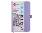 Альбом-книжк.склейка д/граф.110г обкл.тверд.фіолет. з гум.заклад.Santi 80арк 13х21см А5 КРЕМОВИЙ