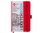 Альбом-книжк.склейка д/граф.110г обкл.тверд.червона з гум.заклад.Santi 80арк 13х21см А5 КРЕМОВИЙ