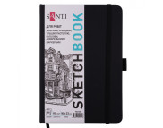 Альбом-книжк.склейка д/граф.110г обкл.тверд.чорна з гум.заклад.Santi 80арк 16х23см А5 КРЕМОВИЙ
