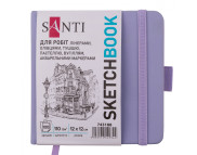 Альбом-книжк.склейка д/граф.110г обкл.тверд.фіолет. з гум.заклад.Santi 100арк 12х12см КРЕМОВИЙ