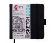 Альбом-книжк.склейка д/граф.110г обкл.тверд.чорна з гум.заклад.Santi 80арк 15х15см КРЕМОВИЙ