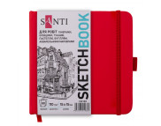 Альбом-книжк.склейка д/граф.110г обкл.тверд.червона з гум.заклад.Santi 80арк 15х15см КРЕМОВИЙ