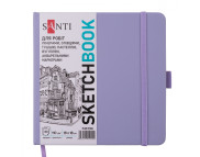 Альбом-книжк.склейка д/граф.110г обкл.тверд.фіолет. з гум.заклад.Santi 80арк 18х18см КРЕМОВИЙ