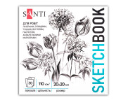 Альбом(палітура) д/граф.110г обкл.м'яка Flowers на підкладці Santi 30арк 20х20см КРЕМОВИЙ