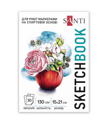 *Альбом-склейка д/спирт.маркера130гр на підкл."Blossom" Santi 30арк.15х21см А5 БІЛИЙ