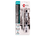 Олівець механіч..метал.корпус+запас.стриж 2В,НВ по 12шт.+гумки 4шт.Santi  0,7мм