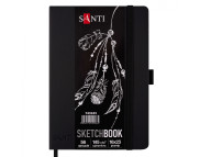 Альбом-книжк.склейка д/граф.145г обкл.тверд.чорна з гум.заклад.Santi 56арк 16х23см А5 ЧОРНИЙ