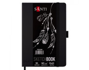 Альбом-книжк.склейка д/граф.145г обкл.тверд.чорна з гум.заклад.Santi 56арк 15х21см А5 ЧОРНИЙ