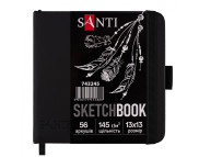 Альбом-книжк.склейка д/граф.145г обкл.тверд.чорна з гум.заклад.Santi 56арк 13х13см ЧОРНИЙ