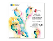 Альбом-склейка д/акварелі 200г сер.зерно 100% цел.обкл.м'яка на підкладці Santi 20арк 15х15см