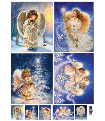 16.5 Декупажна карта(лазерн.друк) 29,5х42 НОВЫЙ ГОД "Рождественские ангелы"