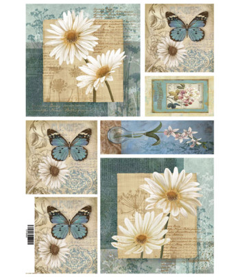16.10 Декупажна карта(лазерн.друк) 29,5х42|"Ромашки и бабочки"