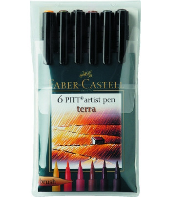 Набір маркерів з пензличним наконечнн."Pitt" Faber-Castell 6кол ЗЕМЕЛЬНІ ВІДТІНКИ
