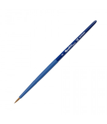 Пензель из волоса коричневой синтетики КРУГЛАЯ ручка кортк.СИНЯ,обойма soft-touch "AQUA blue" Roubloff №3