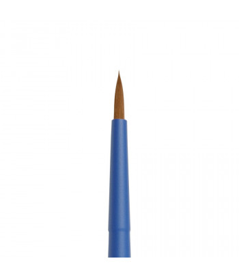 Пензель из волоса коричневой синтетики КРУГЛАЯ ручка кортк.СИНЯ,обойма soft-touch "AQUA blue" Roubloff №4