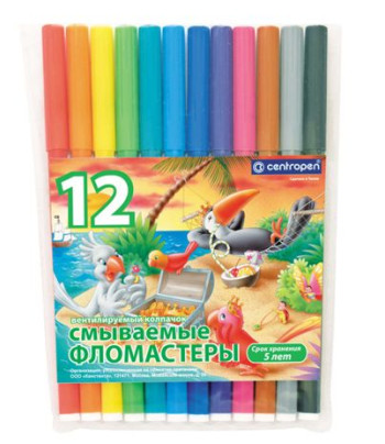 Набір фломастерів "Птахи" CENTROPEN у блістері 12кол /7790/12-87