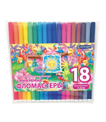 Набір фломастерів "Птахи" CENTROPEN у блістері 18кол /7790/18-87