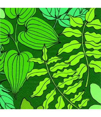 R РАЗБИРАТЬ 10 Серветка33х33см (20шт) "Зеленые листья" зелений