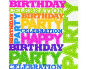 R РАЗБИРАТЬ 17.1 Серветка33х33см (20шт) "BIRTHDAY PARTY" цветные надписи