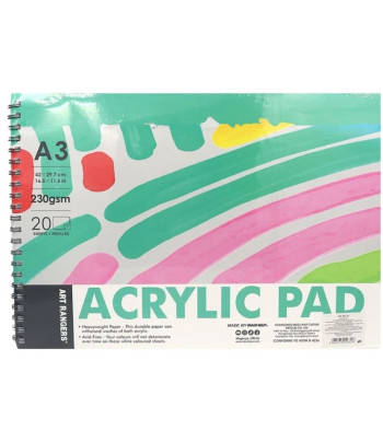 Альбом(спіраль) д/акрилу 230гр обкл.м'яка Art rangers 20арк.29,7х42см А3