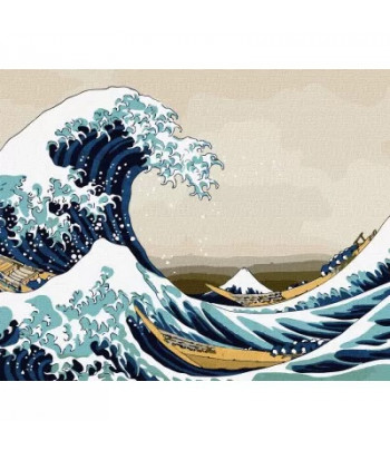 40х50см Н-р живопис за номерами "Велика хвиля у Канагаві Кацусіка Хокусай"(полотно/підр.+акрил.фарби.+пензлі+інструкц)