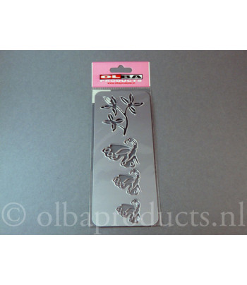 Трафаретная пластина для тиснения и вырезания "OLBA"№28 "Бабочки и цветы"