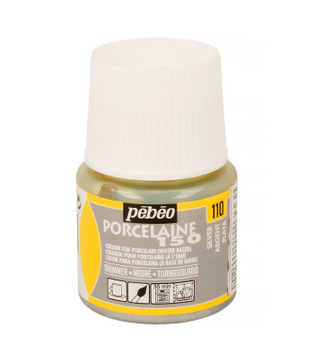 Фарба по порцеляні та кераміці на водн.осн.(випал 150*С) "Porcelaine" Pebeo 45мл МЕРЕХТЛИВЕ СРІБЛО