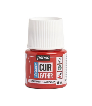 Фарба на водн.осн. д/шкіри та шкірозамін.Setacolor Cuir Pebeo 45мл ЧЕРВОНИЙ  ІНТЕНСИВНИЙ