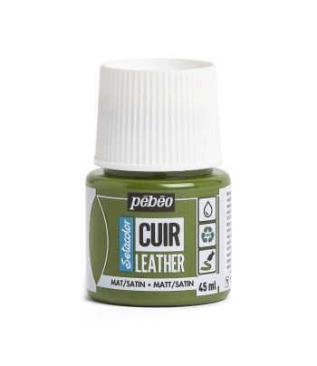 Фарба на водн.осн. д/шкіри та шкірозамін.Setacolor Cuir Pebeo 45мл ХАКІ