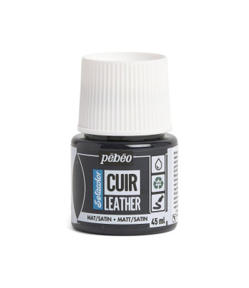 Фарба на водн.осн. д/шкіри та шкірозамін.Setacolor Cuir Pebeo 45мл ЕКСТРЕМАЛЬНО ЧОРНИЙ