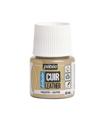 Фарба на водн.осн. д/шкіри та шкірозамін.Setacolor Cuir Pebeo 45мл Гліттер ЗОЛОТИЙ