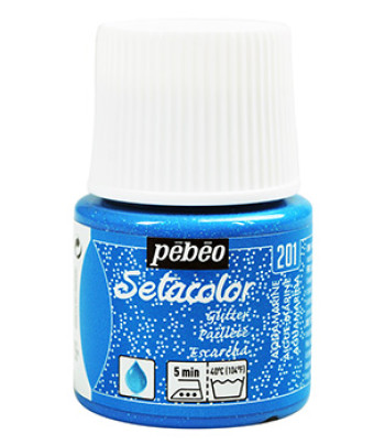 Фарба по світл. тканинах, не розтікається "Setacolor Glitter" Pebeo 45мл АКВАМАРИН