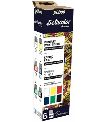 Набір фарб по світл.и темн.тканинах "Открытие" Setacolor Opaque Pebeo у картон.кор.6x20мл