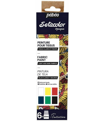 Набір фарб по світл.и темн.тканинах "Открытие" Setacolor Opaque Pebeo у картон.кор.6x20мл