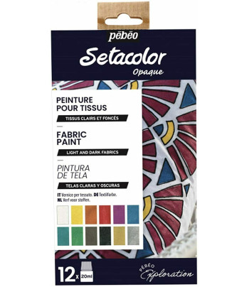 Набір фарб по світл.и темн.тканинах Setacolor Мерцание Pebeo у картон.кор.12x20мл