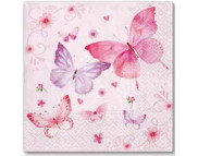 R РАЗБИРАТЬ 3 Серветка33х33см (20шт) "Нежные бабочки" на розовом
