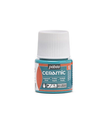 Фарба-емаль лакова непрозора (час сушки 8год.) Ceramic Pebeo 45мл  БІРЮЗОВИЙ